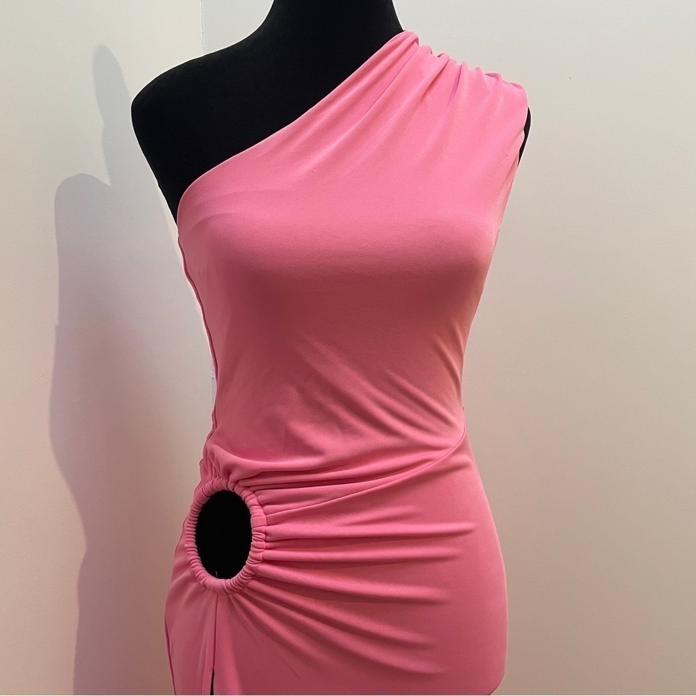 NEW! Michael Costello x REVOLVE- Sofie Gown One Shoulder Pink Maxi Dress Size XS - Picture 3 of 15